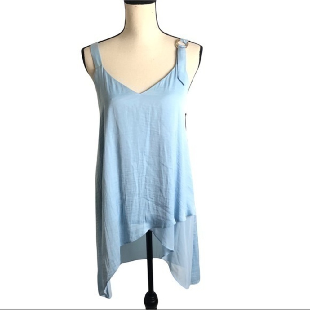 NWT Vince Camuto Oasis Bloom Blue V-Neck Sleeveless Tunic Top Size XS